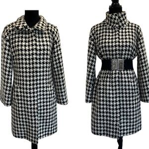 Spanner black white houndstooth peacoat Sz 2